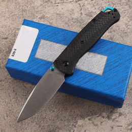 New Arrival BM 535 Pocket Folding Knife S30V Drop Point Stone Wash Blade Carbon Fibre Handle Outdoor Camping Hiking EDC Folder Gift Knives with Nylon Bag