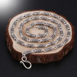 Pendants HX Chinese Style Retro Creative Domineering Silve Men Necklace Peace Pattern Sixcharacter Mantra Thick Jewellery Accessory