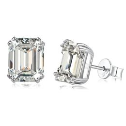 Earrings 100% 925 Sterling Silver Emerald Cut 4CT High Carbon Diamonds Ear Stud Earrings Wedding Party Jewellery Drop Shipping