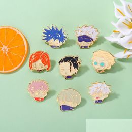 Cartoon Accessories Jujutsu Kaisen Chibi Enamel Pins Gojo Satoru Itadori Yuji Custom Brooches Lapel Badges Cartoon Funny Jewellery Gift Dhs6B