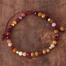 Charm Bracelets Handmade 4mm Moukaite Beads Dainty Bracelet Gemstone Cord Braided Tibetan Adjustable Women Friendship Jewellery Dropship