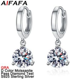 Earrings AIFAFA 0.5/1/2 Carat Real D Colour Moissanite Drop Earrings Sparkle Lab Diamond S925 Sterling Silver Ear Stud Jewellery Wholesale