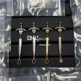 Luxury Metal Long Drop Earrings Dangles Retro Rhinestone Pendant Earrings Eardrops Studs With Gift Box