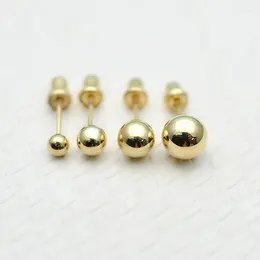 Stud Earrings 3-5mm Round Ball 10K Solid Gold Screw-back Girl Women Real Au417 Yellow Ear Studs Piercing Body Jewelry