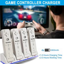 Chargers 4Port Smart Charger Charging Dock Station with Rechargeable Batteries USB Data Cable For Nintendo WII Game Console Accessories