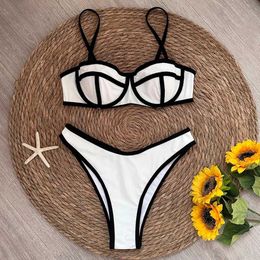 Women's Swimwear Sexy Splicing Micro Bikini 2024 Women Swimsuit Female Swimwear Thong Bikinis Set Brazilian Halter Beach Wear Bathing Suit J240221