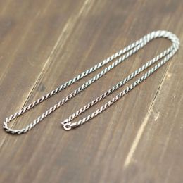 Necklaces Personalized Twisted Rope Clavicle Chain Retro Thai Silver Wild Sweater Chain S925 Sterling Silver Accessories Men And Women