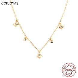 Necklaces CCFJOYAS European and American Light Luxury Clavicle Chain for Women 925 Sterling Silver INS Geometric Anise Star Necklace