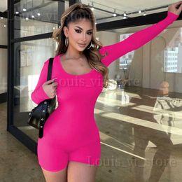 Women's Jumpsuits Rompers 2024 Summer Spring Women Sexy Fitness Jumpsuit Long Sleeve Skinny Bodycon Sport Romper Women One Piece Playsuits Female Clothes T240221