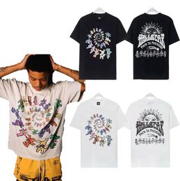 Men's T Shirts Streetwear HELLSTAR Y2K Shirt Compact Double Cotton Fabric Rotating Letter Bear Print