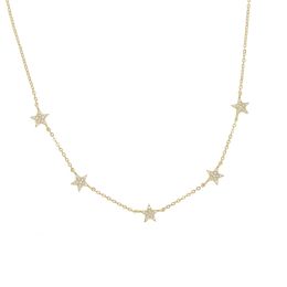 Necklaces 7 pcs star cz tiny mini star charm link chain Vermeil Gold Colour 925 sterling silver classic trendy necklace