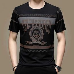 Men's T-Shirts Mens T-shirt short sleeved commodity cotton round neck summer thin high-end silk screen casual fashion oversized top J240221