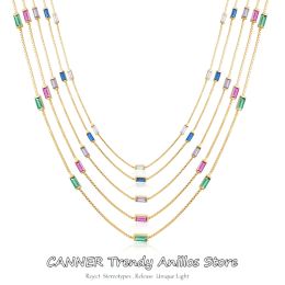 Necklaces CANNER 925 Sterling Silver Fashion Simple Candy Colour Necklace for Women Pendant Jewellery Y2k Choker Neck Accessories Gift Chains