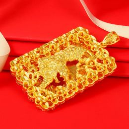 Pendants Real 24K Gold Tiger Threedimensional Relief Pendant for Men Women Fine Jewellery Gifts 999 Solid Gold Colour Wedding Engagement