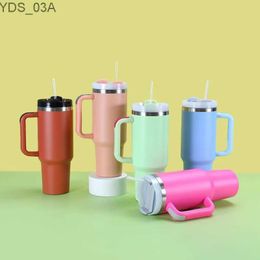 Water Bottles 304 Stainless Steel Thermos Mug Portable Straw Mug 40oz Car Thermos Mug With Handle YQ240221