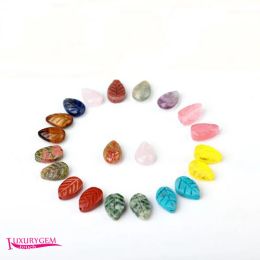 Beads Natural Multicolor Stone Spacer Loose Beads 8x11mm Carve Leaves Shape DIY Jewellery Accessories 32Pcs wk415