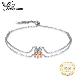 Bangles JewelryPalace New Arrival Owl 2.2ct Yellow Gemstone 925 Sterling Silver Adjustable Link Bracelet for Woman Girl Fashion Jewellery