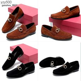 Set foot Male Formal Shoes Genuine Leather Flat Business Pattern designer Leisure Black brown Plaid Office size38~46 Feragamo Quality K344 X835