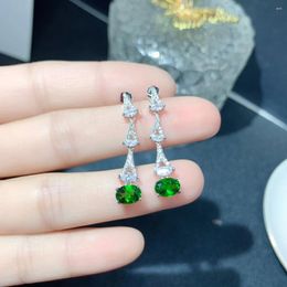 Dangle Earrings Women's Diopside Sterling Silver 925 Clip For Imitation 2024 Trendy