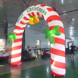 Free Ship Outdoor Activities 10mWx4mH (33x13.2ft) with blower attractive Christmas inflatable candy arch door with LED lighting for sale