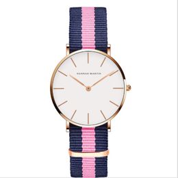 36MM Simple Womens Watches Accurate Quartz Ladies Watch Comfortable Leather Strap or Nylon Band Wristwatches a Variety Of Colors C189o