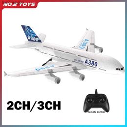 Electric/RC Aircraft A380 Aeroplane Airbus RC Aeroplane Foam Toys 2.4G Glide Fixed Wing RTF Plane Outdoor Toys Drone Modle Easy Fly Children Gift