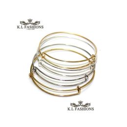 Bangle New Fashion Sier Gold Wire Bangle Bracelet For Diy Beading Small Charm Expandable Usa Trendy Accessories Wholesale Drop Delive Dhwqo