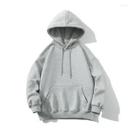 Men's Hoodies 2024 Autumn Men Hooded Thick Fabric Solid Basic Sweatshirts Quality Jogger Texture Fleece Pullovers