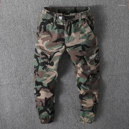 Men's Pants Japanese Casual Military Pant Men Camouflage Trousers Elastic Waist Multi-pockets Korean Fashion Cotton Khaki Cargo