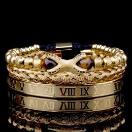 Bracelets Luxury Roman Royal Dragon Claw Charm Men Stainless Steel Geometry Pulseiras Open Adjustable Bracelets Couple Jewellery