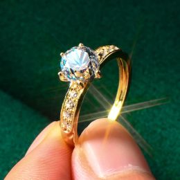 Rings Anziw Rings Real Gold for Women 10K AU417 1.2CT Moissanite Engagement Wedding Rings Solid Yellow Gold Bands Certificate Jewelry