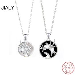 Necklaces European S925 Sterling Silver Couple Necklace Chain AAA CZ Deer Stars For Women Birthday Party Gift Jewelry