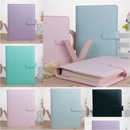 Notepads Wholesale Reusable Aron A6 Notebook Binder Notepad Supplies Artificial Leather Er Loose-Leaf Notebooks Paperless File Folde Dhfzx