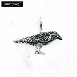 Pendants Black Raven Pendant 925 Sterling Silver Zirconia Fit Necklace Europe Styling Rebel Good Jewerly For Women Vintage Bijoux Gift