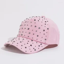 Ball Caps Women Rhinestone Hats Diamond Sun Cap Swag Casquette Snap Back Gorras Solid Color Summer Baseball Dad Girl Bone Snapback