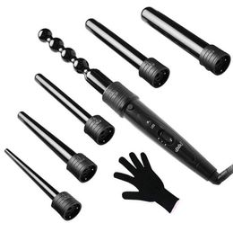 6 in 1 Curling Wand Set Ceramic hair Curling Tong Hair Curl Iron The Wand Hair Curler Roller Gift Set 0932mm Curler Wand3209179