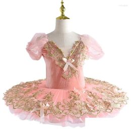 Stage Wear Pink Veet Professional Ballet Tutus Adt Women Children Kids Tutu For Girl Pancake Ballerina Party Costume Drop Delivery App Otf8E