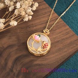 Pendants Jade Lotus Pendant Fashion Jewellery Amulet Gifts Chinese Natural 925 Silver Necklace Crystal Women Zircon Chalcedony Charm