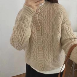 Women's Knits Soft Long Sleeve Crew Neck Button Up Sweater Jacket Ladies Autumn Winter Vintage Outfit Fashion Coats Knit Cardigan For Women
