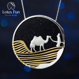 Pendants Lotus Fun Starry Desert Nights 18K Gold Pendant without Necklace Real 925 Sterling Silver Handmade Fine Jewellery for Women Gift