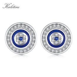 Earrings Kaletine Lucky Evil Eye Earring 925 Sterling Silver Stud Earrings For Women Blue Crystal Fatima Lucky Turkey Jewellery