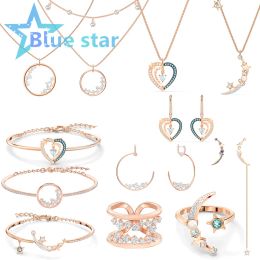 Sets 2022 Trend Necklace Ladies Star Moon Jewelry Austria Crystal Jewelry Earrings Charm Ladies Jewelry love me more Gifts