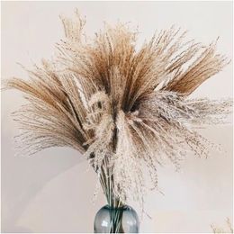 Decorative Flowers Wreaths Natural Dried Wedding Real Pampas Reed Whisk Grass Artificial Flower Bunch Home Plant Ornaments Drop De Dhaix