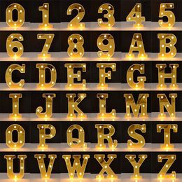 16cm Luminous Gold LED Letter Number Lamp 26 English Alphabet Battery Light For Romantic Wedding Kids Birthday Party Decorations YFA1917