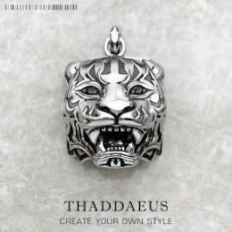 Pendants ThreeDimensional Blackened Tiger Pendant Brand New Punk Jewelry Europe 925 Sterling Silver Lucky Gift For Woman & Men