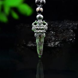 Pendants Jade Sword Pendant Necklace Carved Fashion Black Green Amulet Jewellery Chinese Gifts Natural Charm