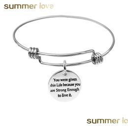 Bangle High Quality Stainless Steel Inspirational Charm Bracelet Bangle Expandable Sliver Color Wire For Your Friend Jewelr Dhgarden Dh9Yv