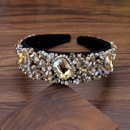 Jewellery Handmade Elegant Luxury Champagne Crystal Beads Headbands Rhinestone Headdress Diamante Hairbands For Women Charm Hair Jewellery