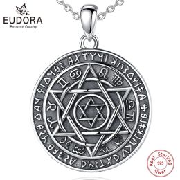 Pendants Eudora 925 Sterling Silver Solomon Talisman Amulet Necklace for Women Man Vintage Solomon Kabbalah Pendant Personality Jewellery