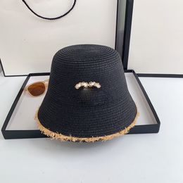 Fashionable Handicrafted Designer Bucket Hat Personalised Grass Woven Hats Letter Chain Design Casual Fisherman Hats
